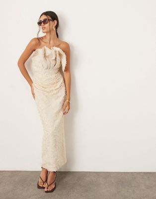 ASOS EDITION textured structured bandeau drape maxi dress Sale