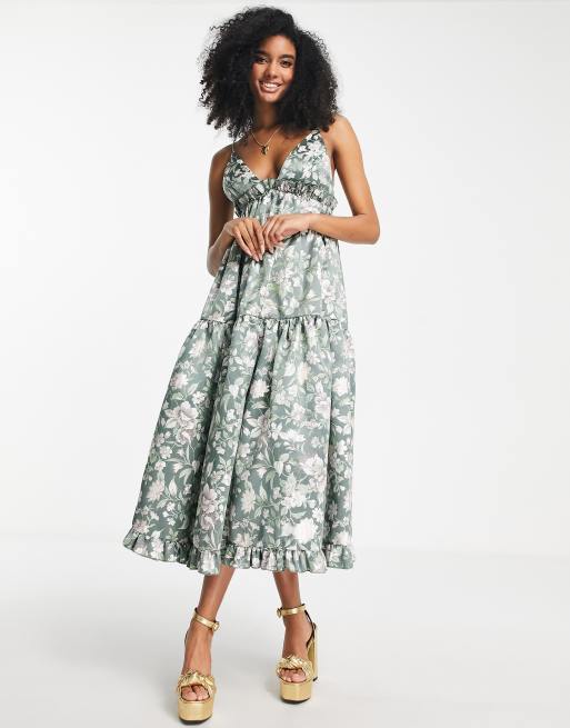 ASOS EDITION tiered cami midi dress in floral jacquard