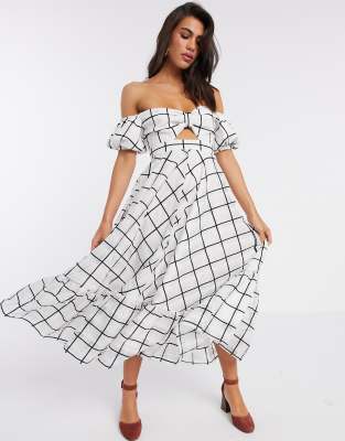 asos design deep plunge tiered midi prom dress