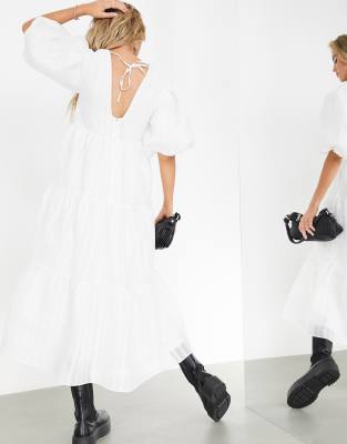 tiered midi smock dress