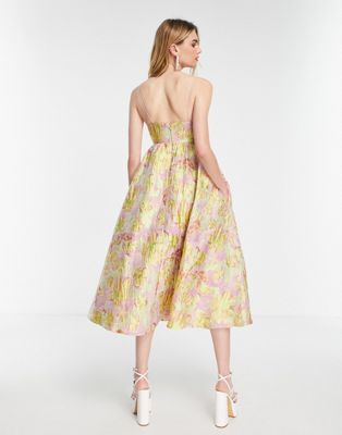 ASOS EDITION tiered cami midi dress in floral jacquard