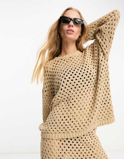 Cardigan Corto Donna Lagenlook - Uncinetto E Pizzo Rosa, Fatto In Italia, Taglie 8-16