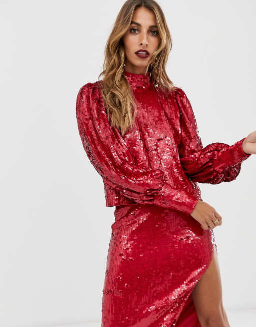 ASOS EDITION - Coordinato con top e gonna midi di paillettes, 2 di 3