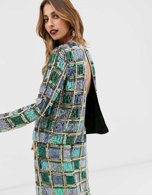 ASOS EDITION - Ensemble à sequins avec jupe mi-longue et top à dos ouvert, 2 de 3