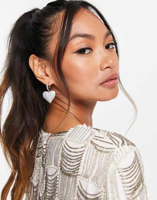 ASOS EDITION - Top met gedrapeerde kralen en parels in ruitpatroon met split aan de achterkant, 3 van 4