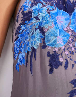 ASOS EDITION trailing floral embroidered fringe hem halter midi dress | ASOS