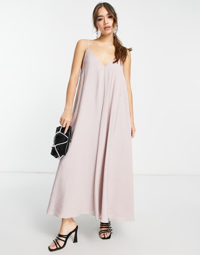 ASOS EDITION trapeze cami midi dress in viscose in gray lilac