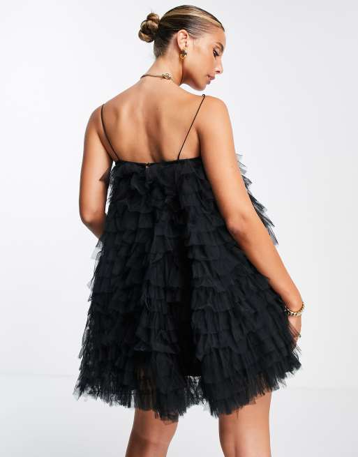 Asos black 2024 tulle dress