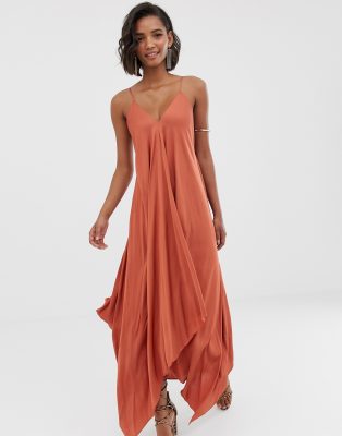 asos orange satin dress