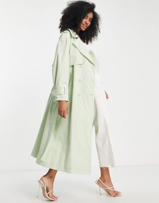 ASOS EDITION trench coat with tie in sage green - ASOS Price Checker