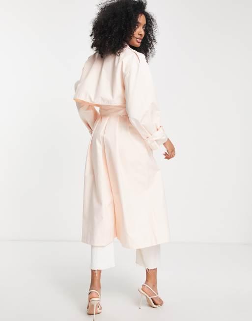 Pink satin outlet trench coat