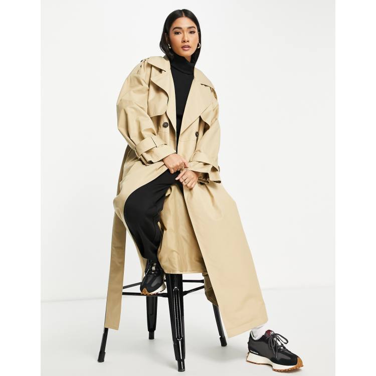 ASOS EDITION trench coat with tie in ecru