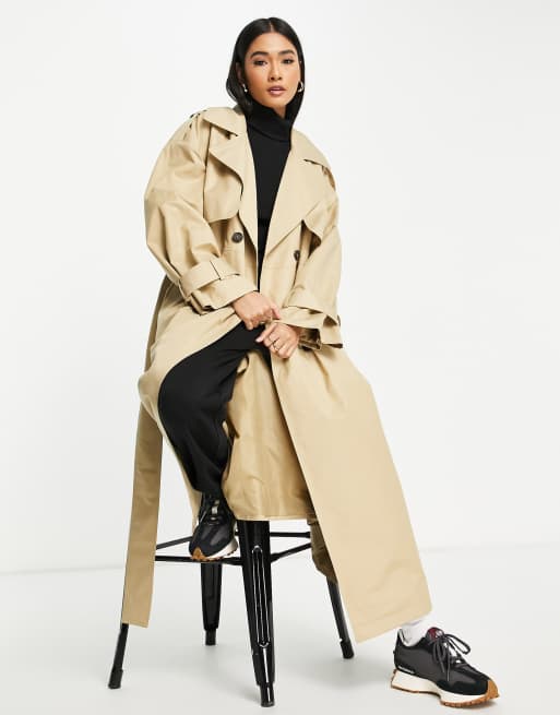 ASOS EDITION trench coat with tie in camel