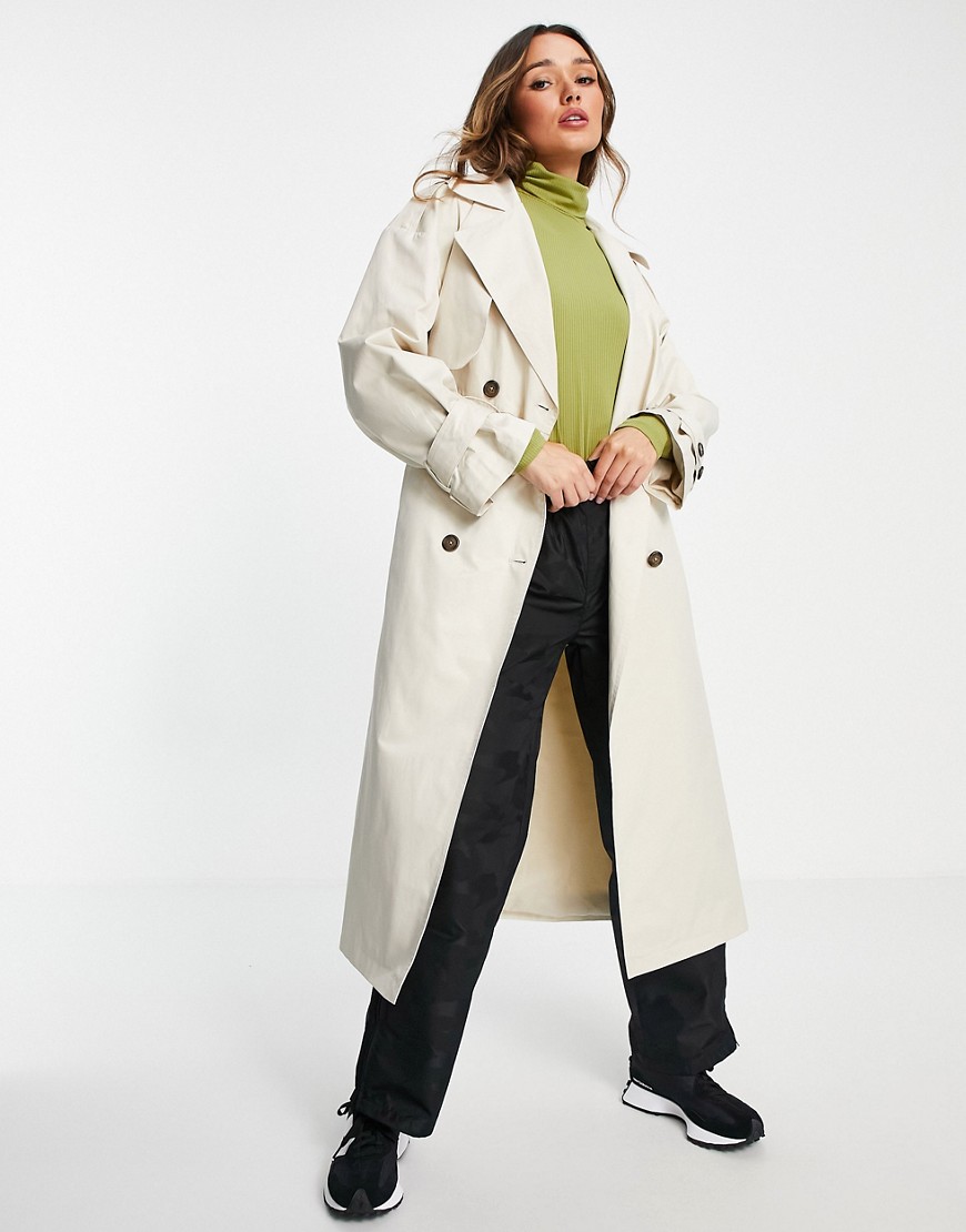 trench coat with tie in ecru-White
