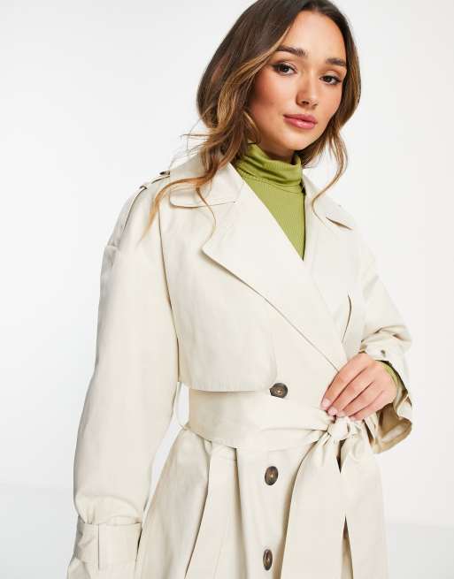 ASOS EDITION trench coat with tie in ecru