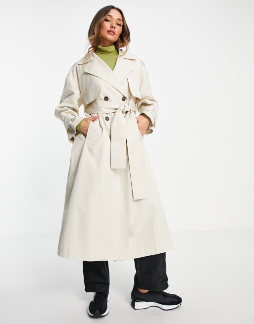 ASOS EDITION trench coat with tie in ecru