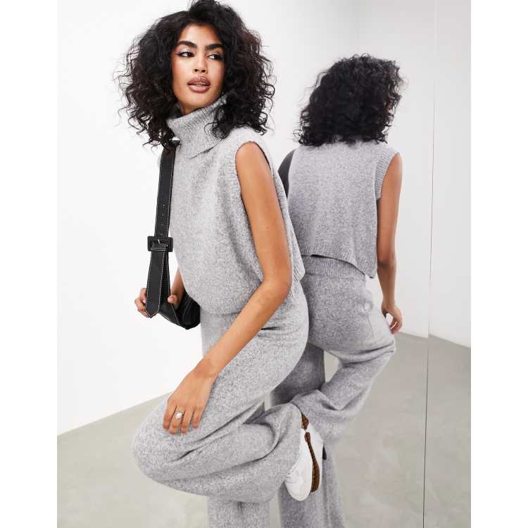 ASOS EDITION turtle neck sleeveless knit sweater in light gray | ASOS