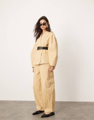 ASOS EDITION twill barrel trouser with pocket detail co- ord in light brown