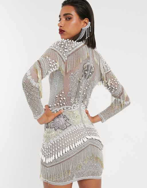 ASOS Edition - Udsmykket kjole i gennemstigtig mesh, 2 af 4