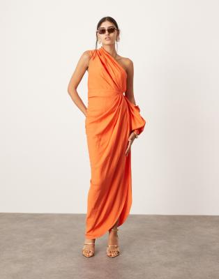 ultimate drape maxi dress in orange-Black