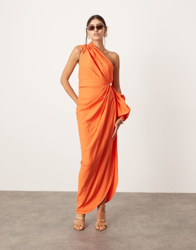 ASOS EDITION - ultimate drape maxi dress in orange