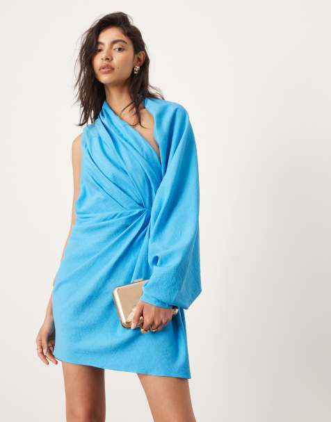 ASOS EDITION ultimate drape mini dress in blue - view 1
