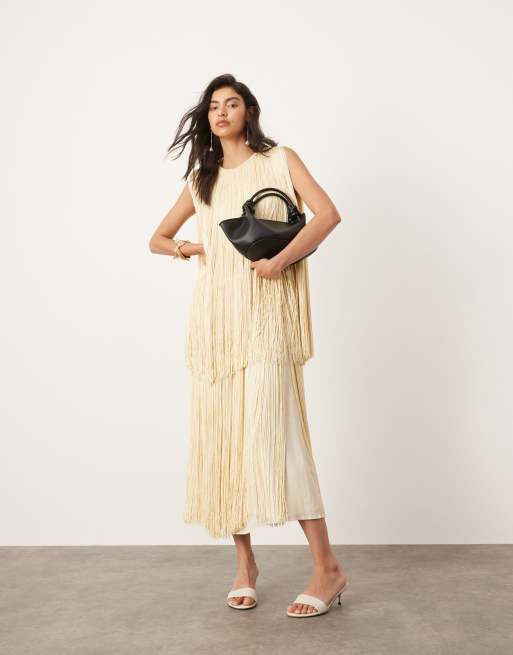 Asos edition fringe maxi wedding dress hotsell