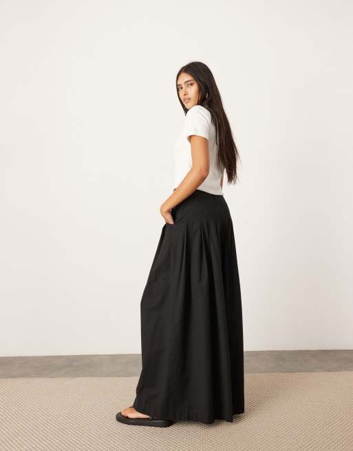 ASOS EDITION ultra wide leg linen look mid rise pleat front pants in black, 5 of 5