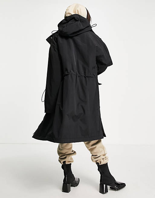 ASOS Utility Parka Coat With Pocket Detail in Black Womens Clothing Coats Parka coats 