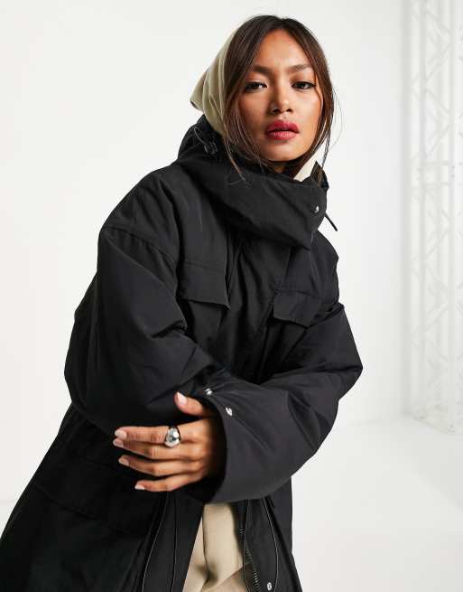 ASOS EDITION utility parka coat with pocket detail in black