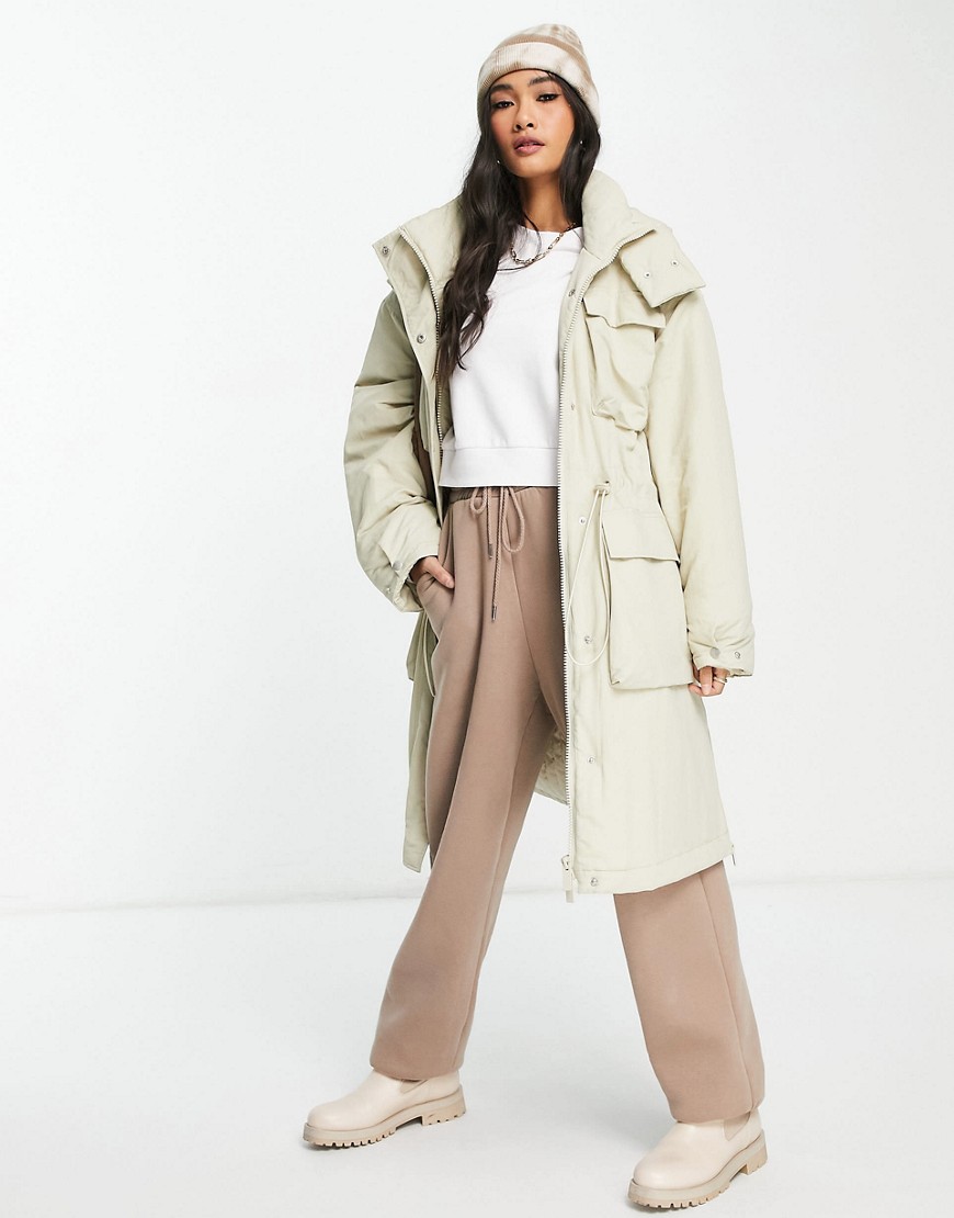 ASOS EDITION utility parka with pocket detail in sand-Brown