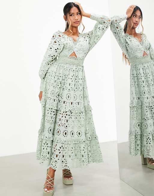 Broderie sales dress asos