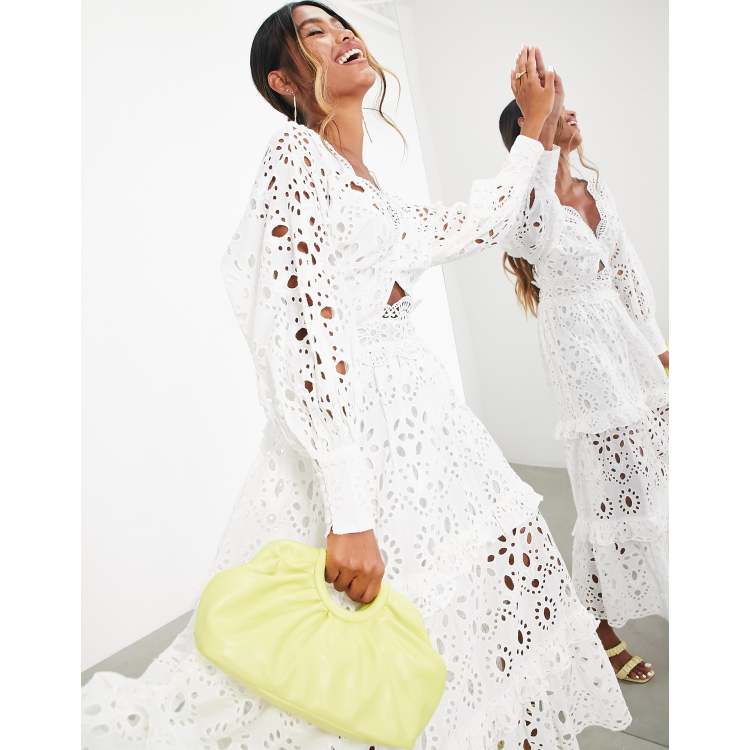 White broderie dress hot sale asos