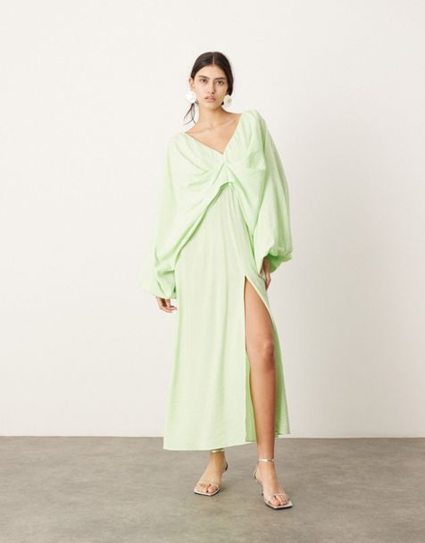 ASOS DESIGN textured D ring maxi dress with super ruched detailing