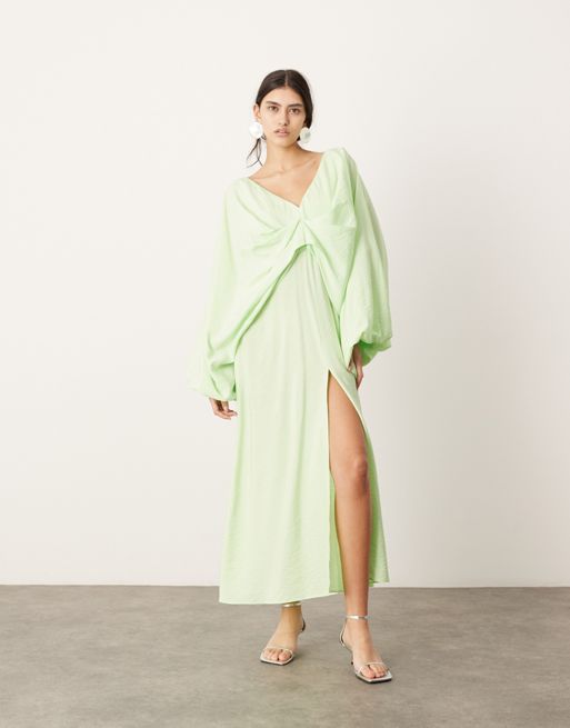 ASOS EDITION v neck drapey maxi dress in green | ASOS