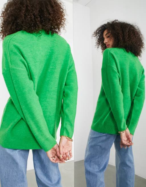 ASOS EDITION v neck sweater in bright green