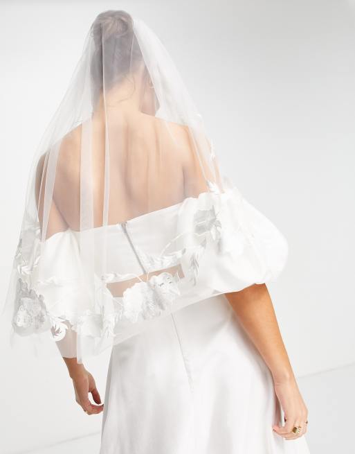 ASOS EDITION Velo da sposa lungo fino ai fianchi con ricami floreali ASOS