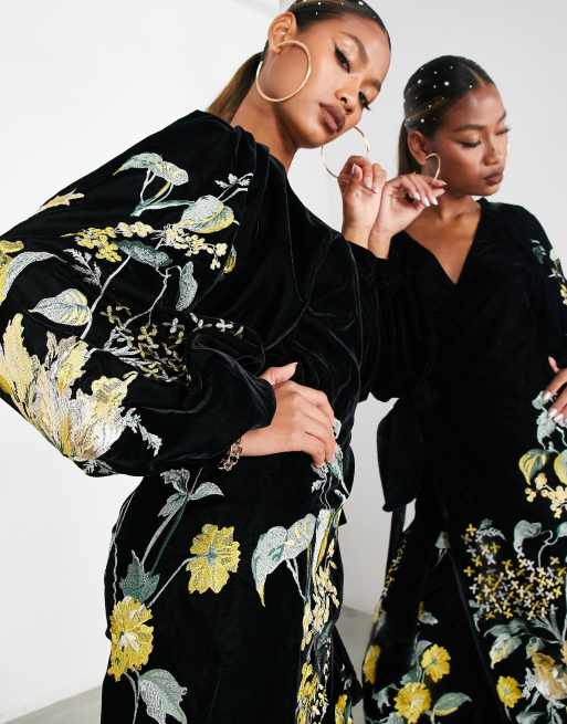 Asos embroidered hot sale kimono dress