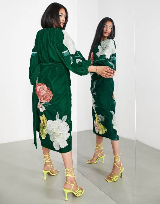 Green velvet dress outlet asos