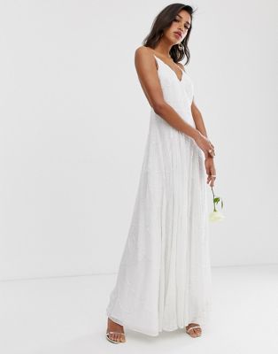 ASOS EDITION – Verziertes Camisole-Hochzeitskleid-Weiß