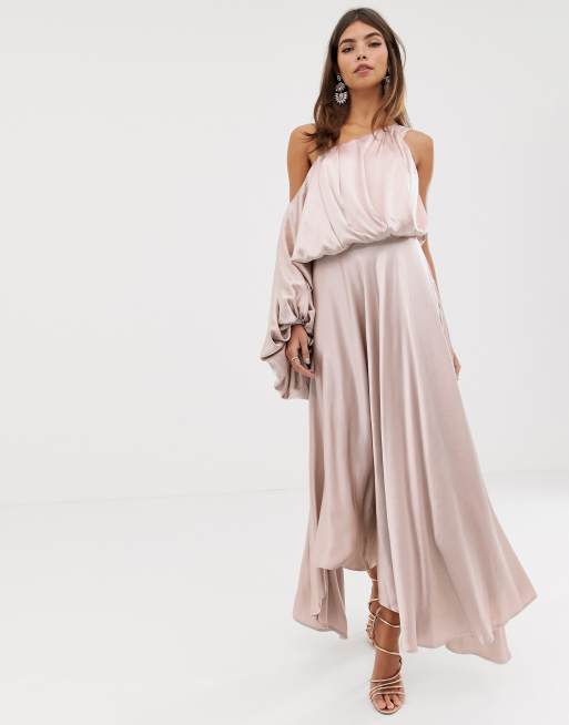 ASOS EDITION - Vestito blouson monospalla in raso