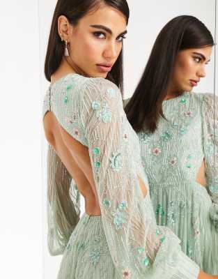 Vestito lungo a fiori ricamato con cut-out sul retro-Verde - ASOS EDITION  donna Verde - immagine2
