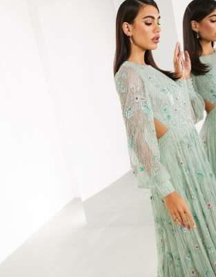 Vestito lungo a fiori ricamato con cut-out sul retro-Verde - ASOS EDITION  donna Verde - immagine3