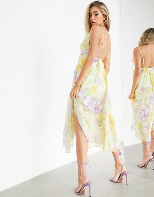 Vestito midi a canottiera con scollo profondo e stampa floreale dévoré-Rosa - ASOS EDITION  donna Rosa - immagine3