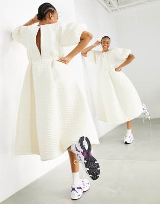 Vestito midi trapuntato, colore crema-Bianco - ASOS EDITION  donna Bianco - immagine3