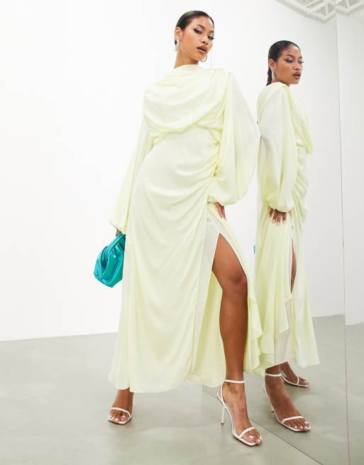 Asos edition blouson one 2024 shoulder dress in satin