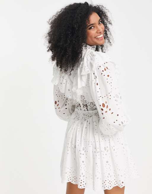 White broderie outlet dress asos