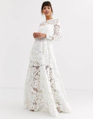 floral wedding dress with sleeves