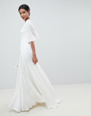 asos flutter sleeve wedding dress