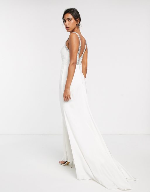 Asos Edition Wedding Dress With V Back And Crystal Strap Detail Asos